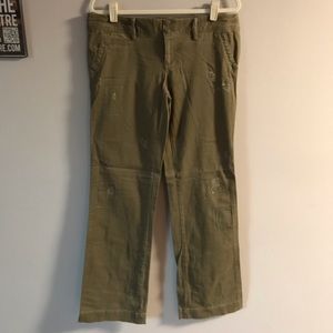 Distressed and Embellished Olive Pants